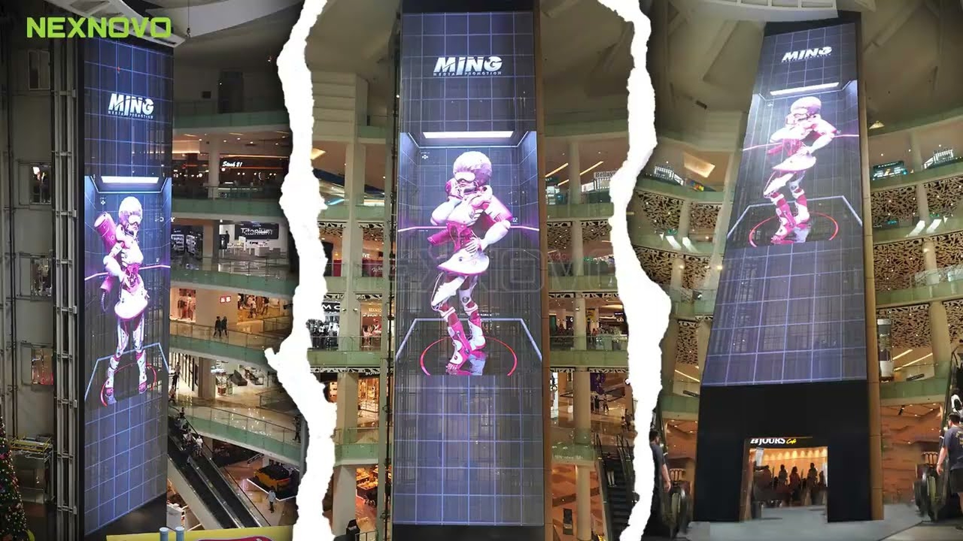 Pantallas LED en atrio de centro comercial